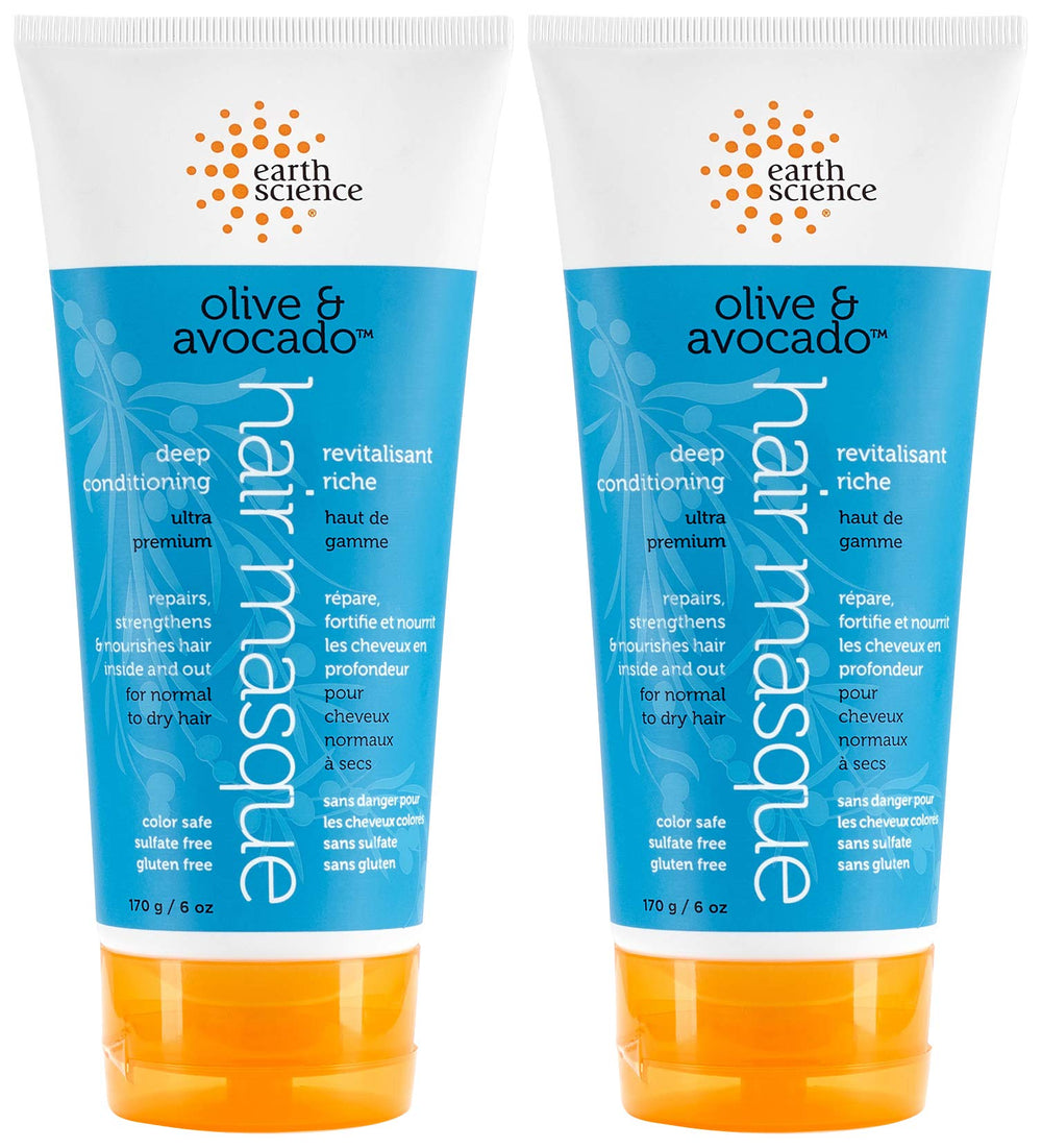 Earth Science Olive Avocado Hair Masque 2pk pack-shot for silky, manageable hair.