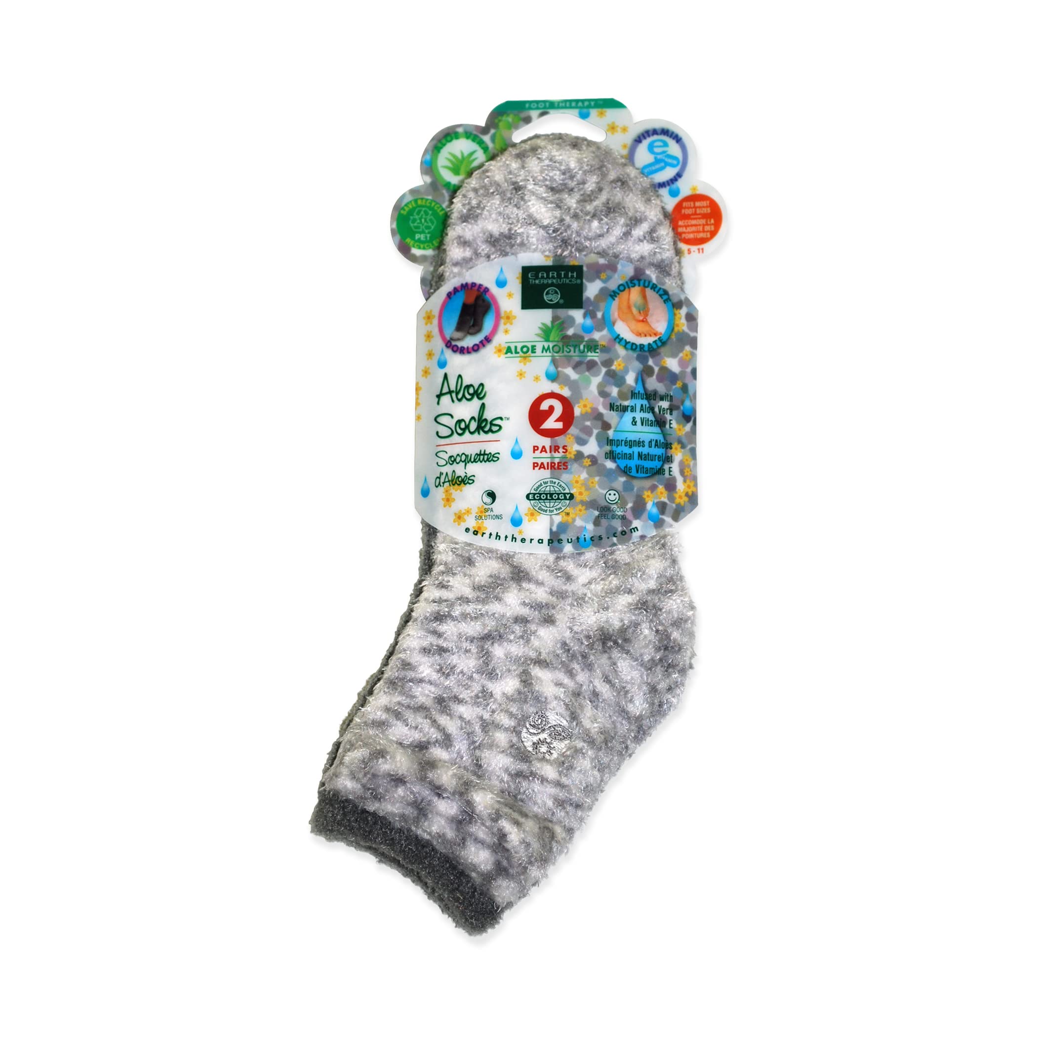 Earth Therapeutics Aloe Socks plush-fabric close-up promotes luxurious foot comfort.