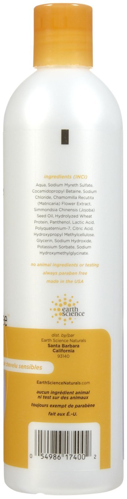 Earth Therapeutics Earth Science Shampoo packaging shows vegan and recyclable, fragrance-free care.