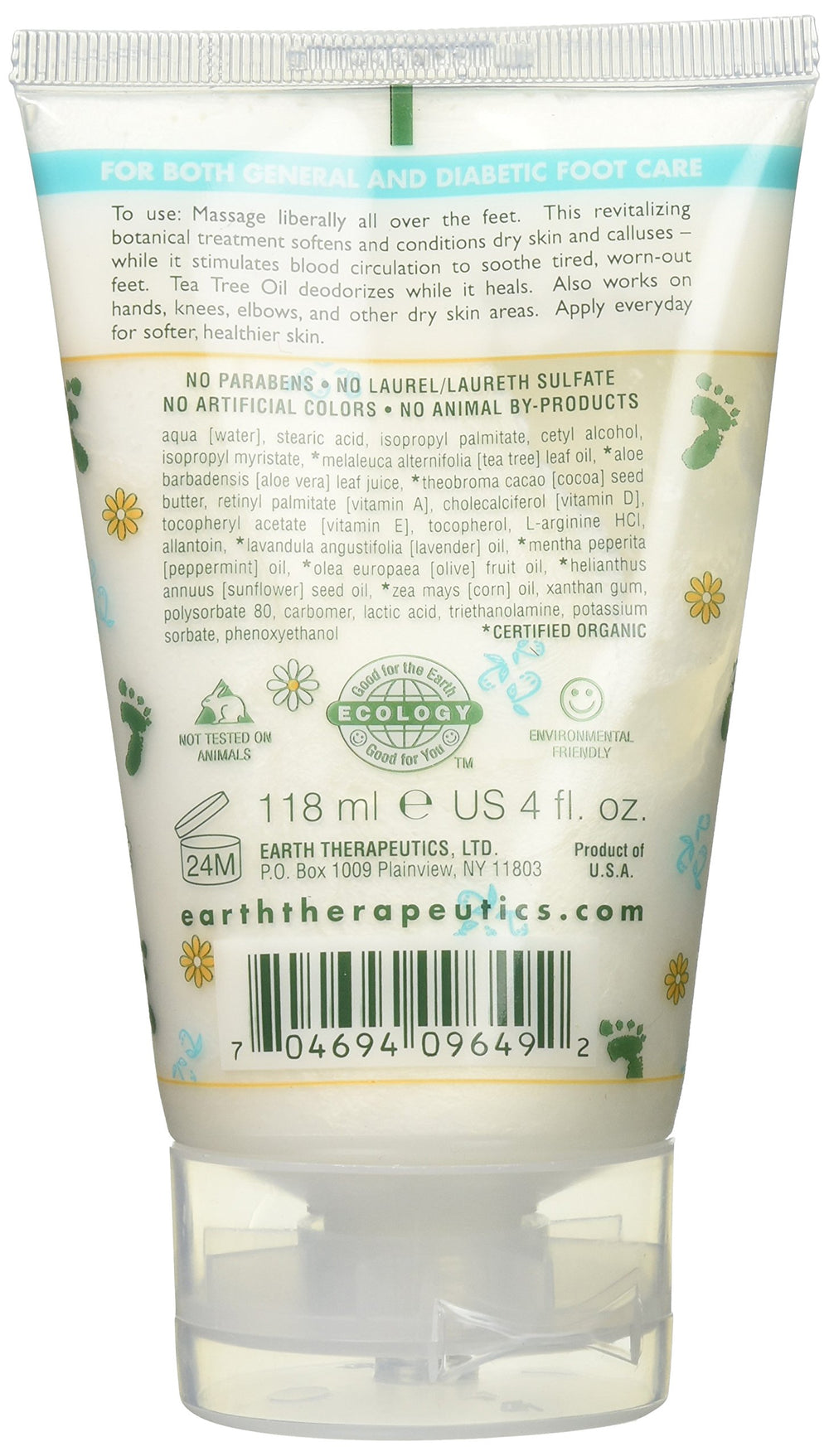 Earth Therapeutics Foot Repair Balm close-up showing rich emollients for foot care.