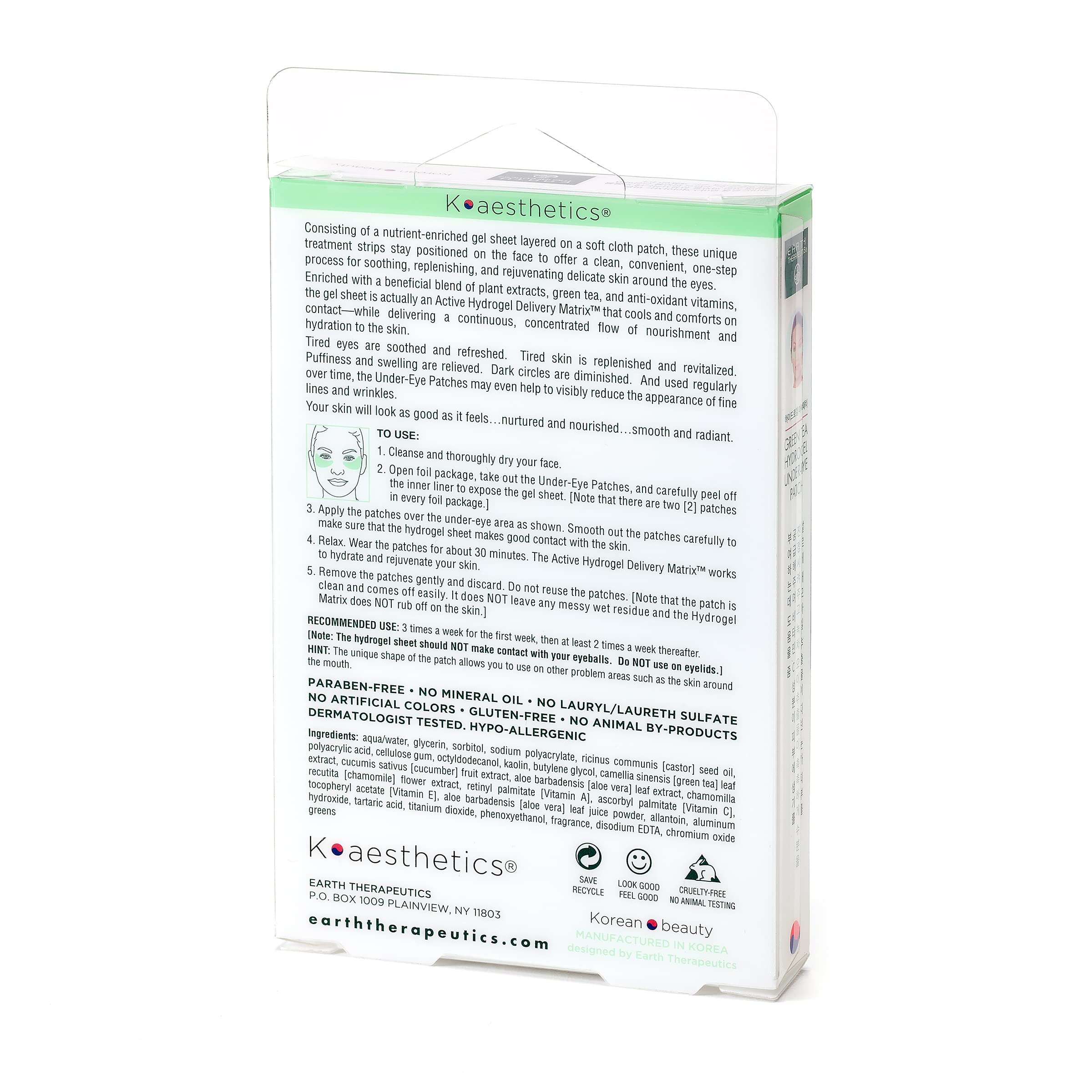 Earth Therapeutics Hydrogel Under-Eye Patch close-up highlighting cooling, soothing texture