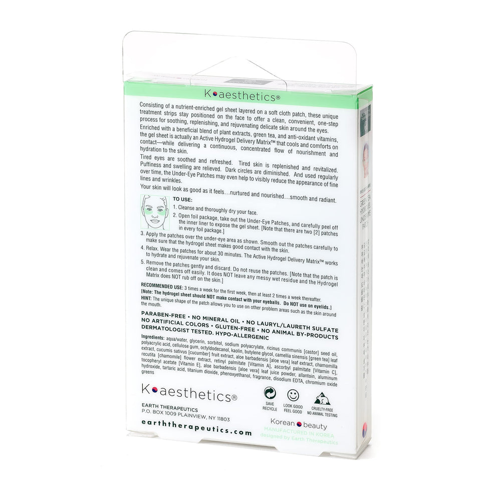 Earth Therapeutics Hydrogel Under-Eye Patch close-up highlighting cooling, soothing texture
