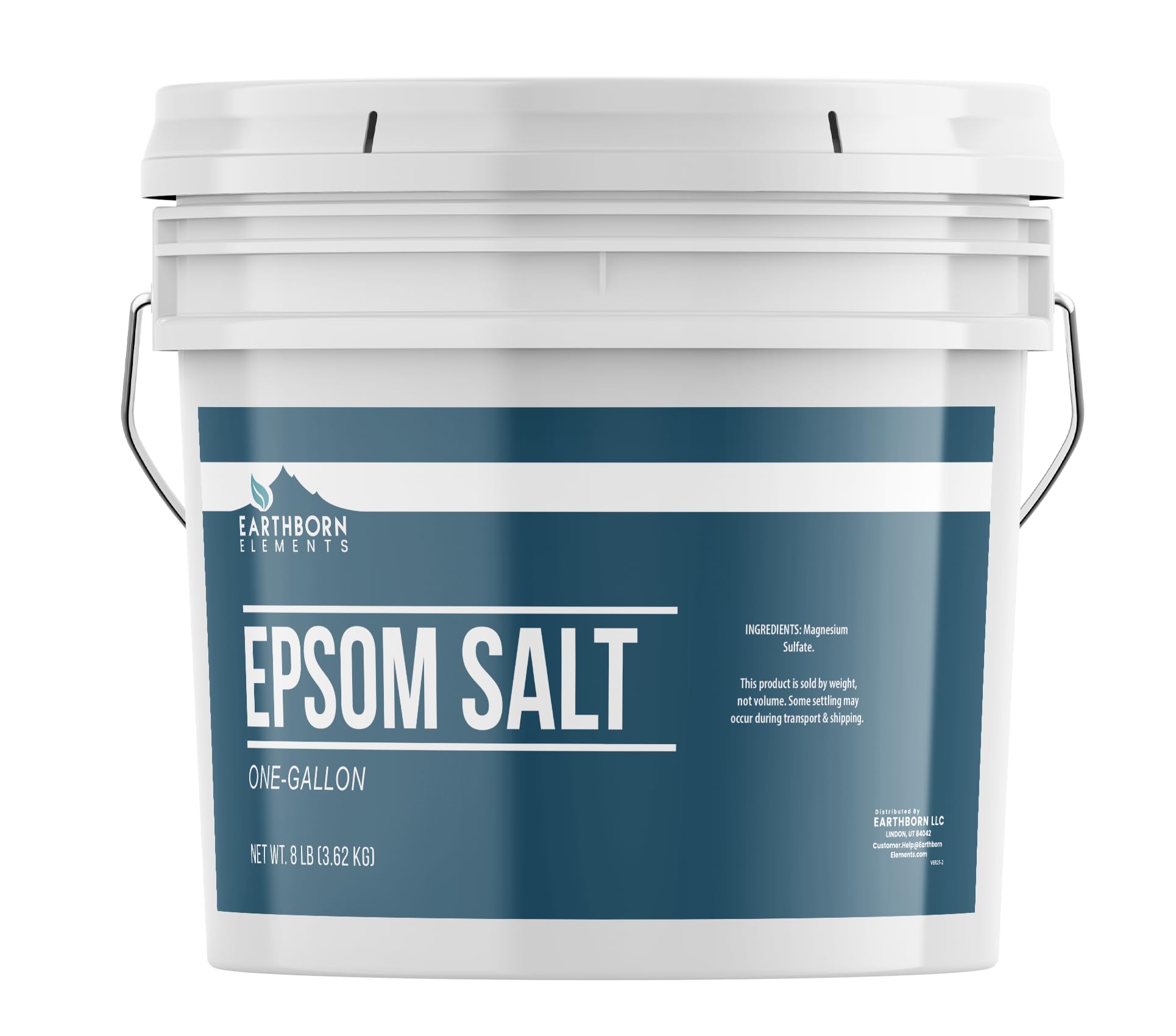 Earthborn Elements Epsom Salt resealable bucket enables easy storage and long-lasting use.