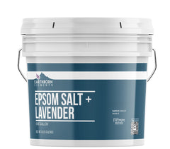 Earthborn Elements Lavender Epsom Salt bottle ready for a calming bath ritual.