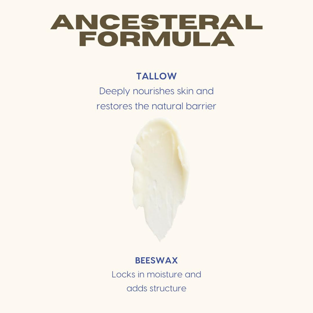 Earthborn Organics Untamed Pure Tallow jar open showing creamy texture