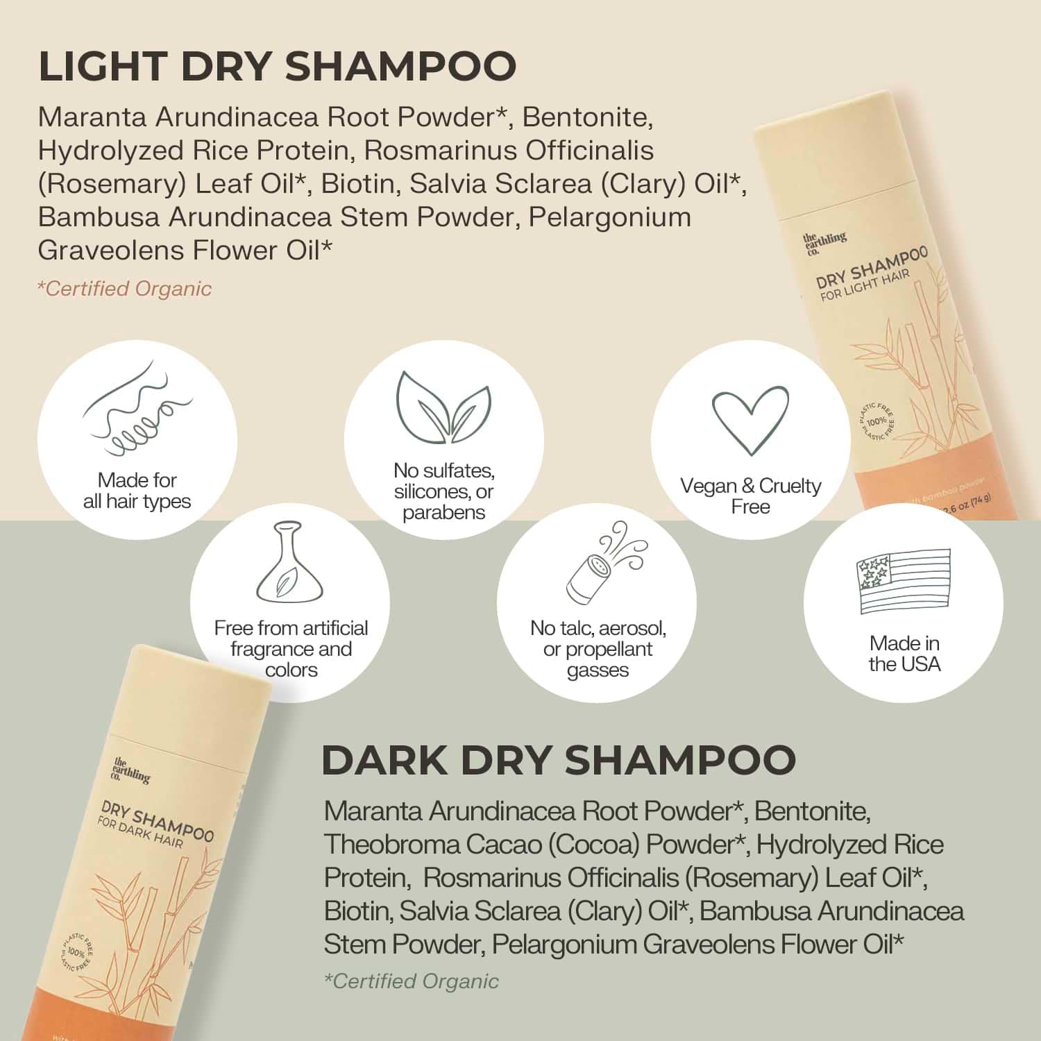 Compact travel-size Earthling Co. dry shampoo for on-the-go use.