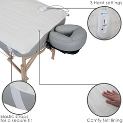 EarthLite Bodyworker Choice Warmer showing three heat settings for customizable comfort