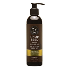 Earthly Body Hemp Seed Bath & Shower Gel Nag Champa bottle delivers nourishing cleansing.