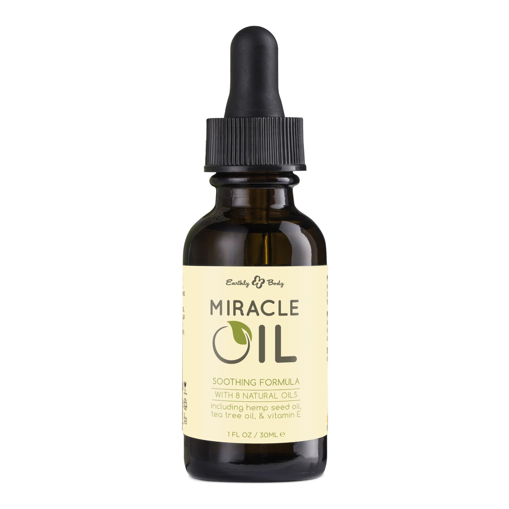 Earthly Body Miracle Oil bottle for lightweight skin hydration.