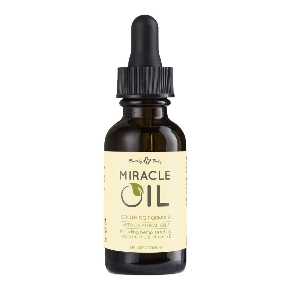 Earthly Body Miracle Oil bottle for lightweight skin hydration.