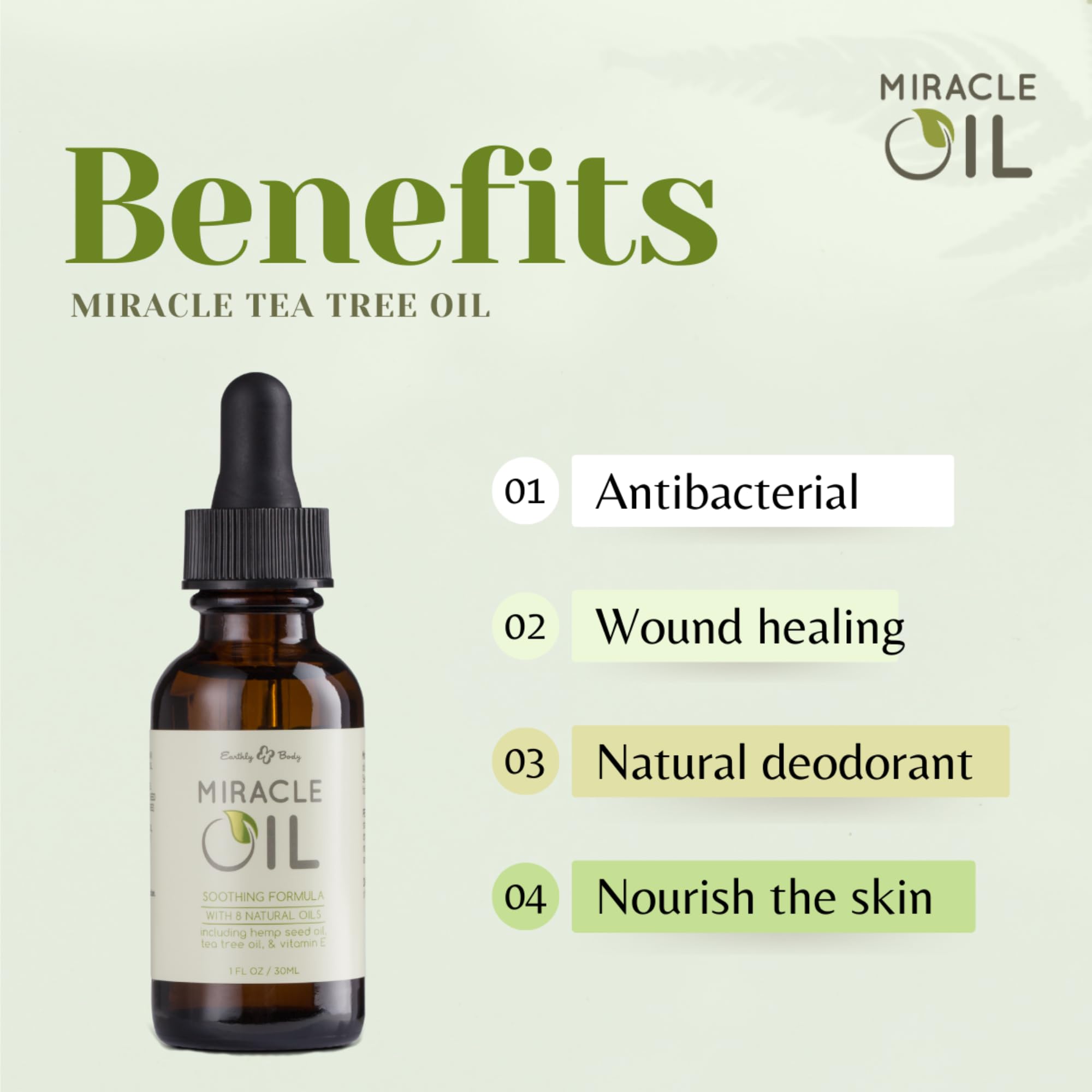 Earthly Body Miracle Oil dropper close-up for easy application and absorption.
