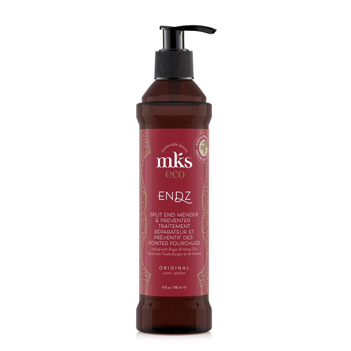 Earthly Body MKS Eco Endz bottle closeup showing original scent and nourishing oils