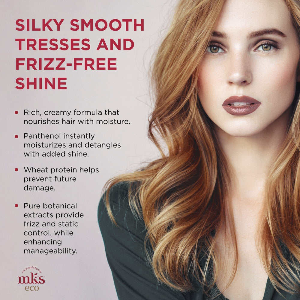 Earthly Body MKS eco Hydrate conditioner application scene suggests easy distribution.