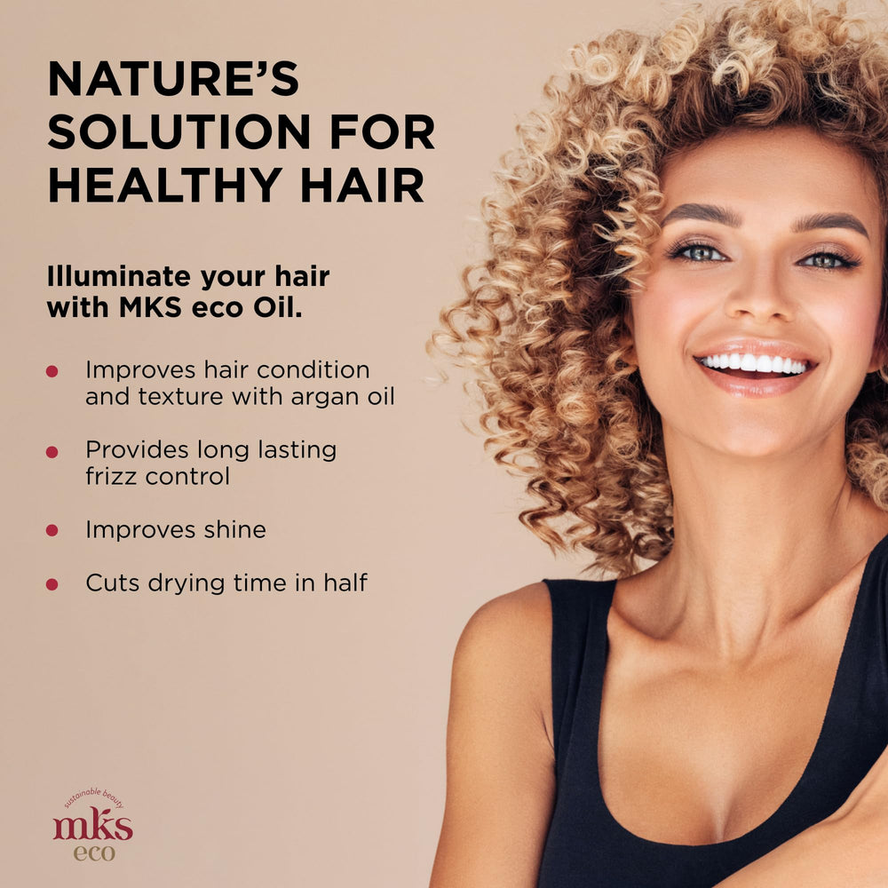 Earthly Body MKS Eco Oil Original argan-detail highlights rich nourishment for shine.