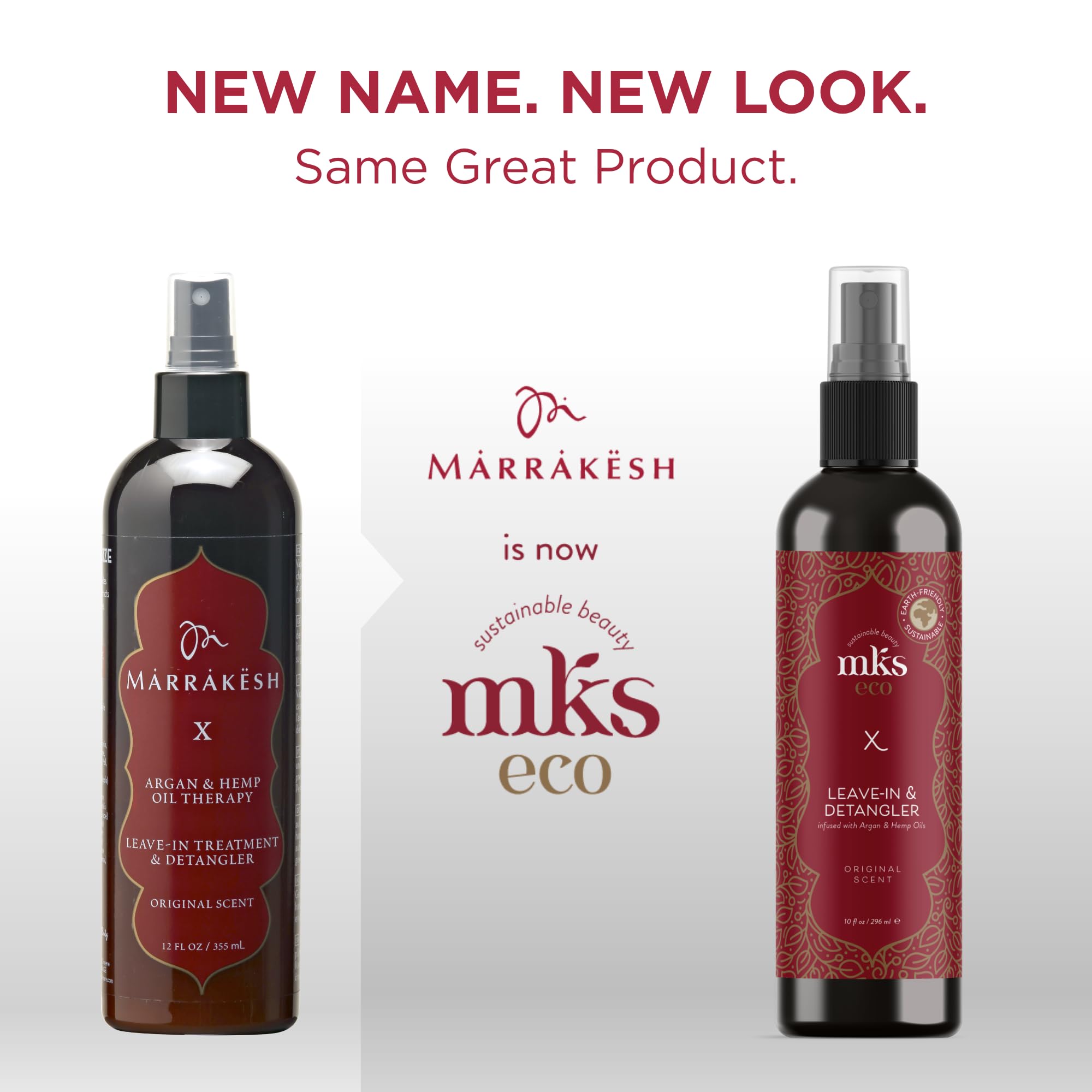 Earthly Body MKS eco X leave-in treatment bottle pour supports easy detangling on damp hair.