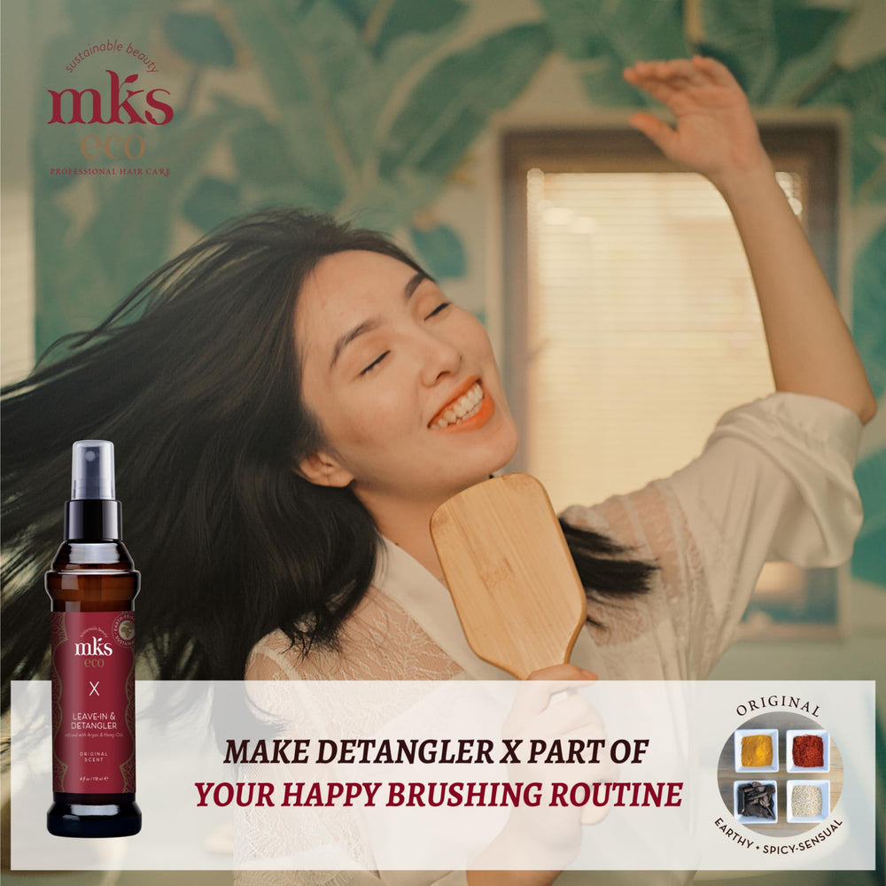 Earthly Body MKS eco X original scent silky hair after use with reduced frizz.