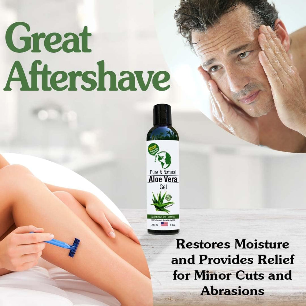 Earth's Daughter aloe gel no additives emphasizes a clean, gentle formula.