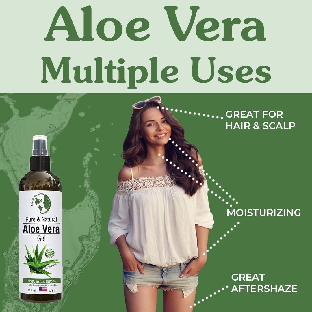 Earth's Daughter Aloe Gel on sunburn area showing cooling care