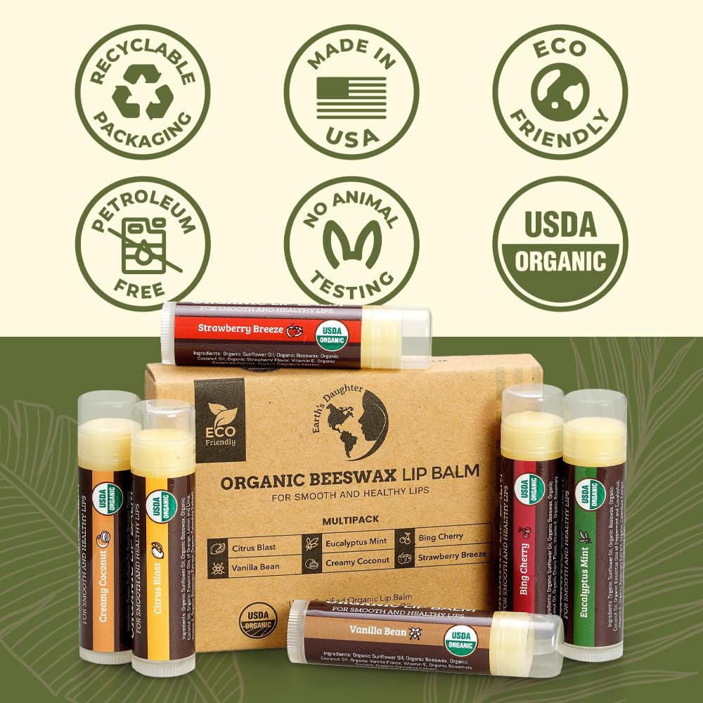 Earth's Daughter lip balm strawberry-breeze tube evokes summery sweetness for everyday care.