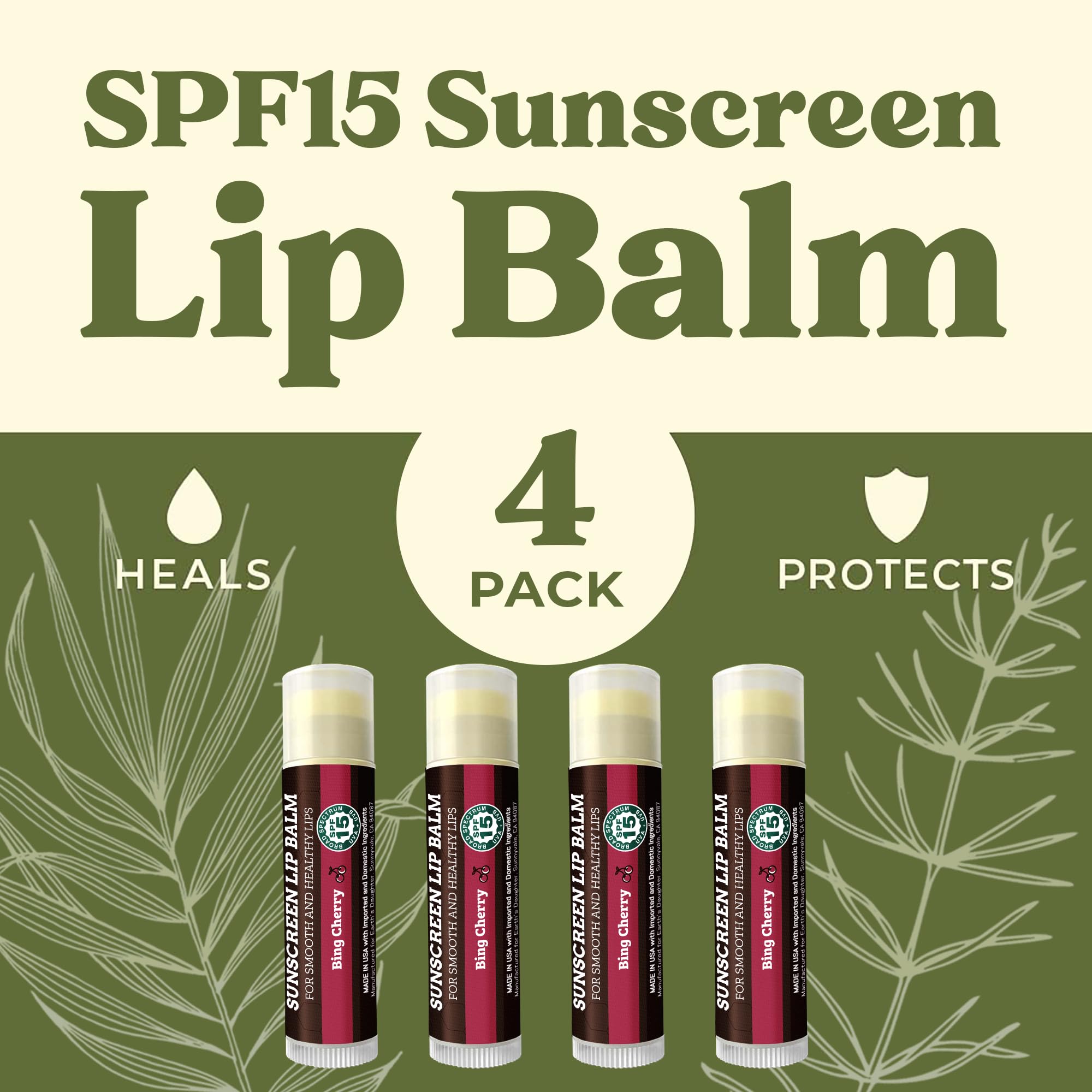 Earth's Daughter SPF Lip Balm Cherry Flavor 4-Pack being applied before outdoor activity.