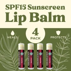 Earth's Daughter SPF Lip Balm Cherry Flavor 4-Pack being applied before outdoor activity.