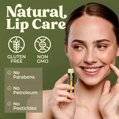 Earth's Daughter SPF Lip Balm Citrus close-up emphasizes vibrant scent and moisturizing texture.