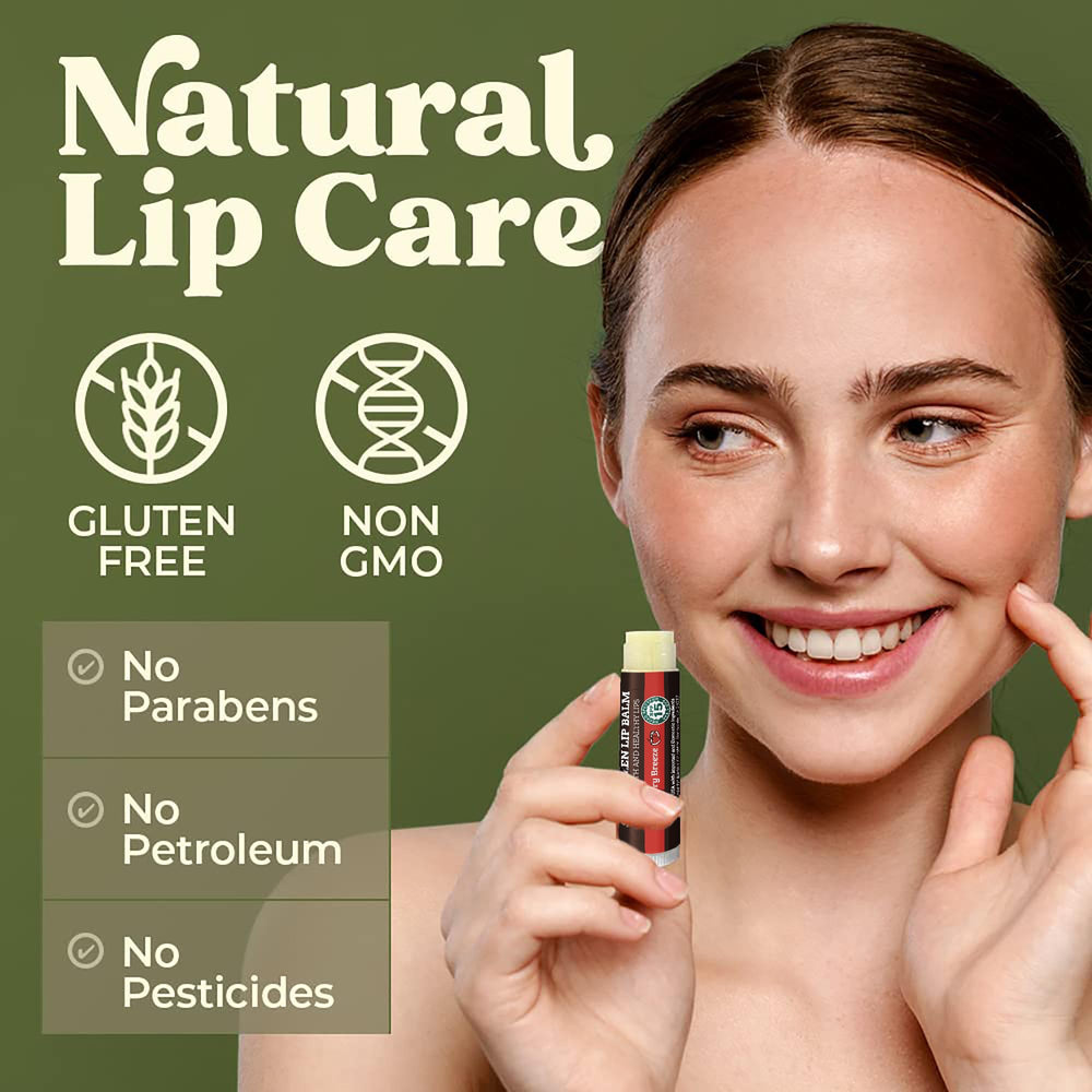 Earth's Daughter SPF Lip Balm Strawberry closed tube highlights convenient, portable sun protection.