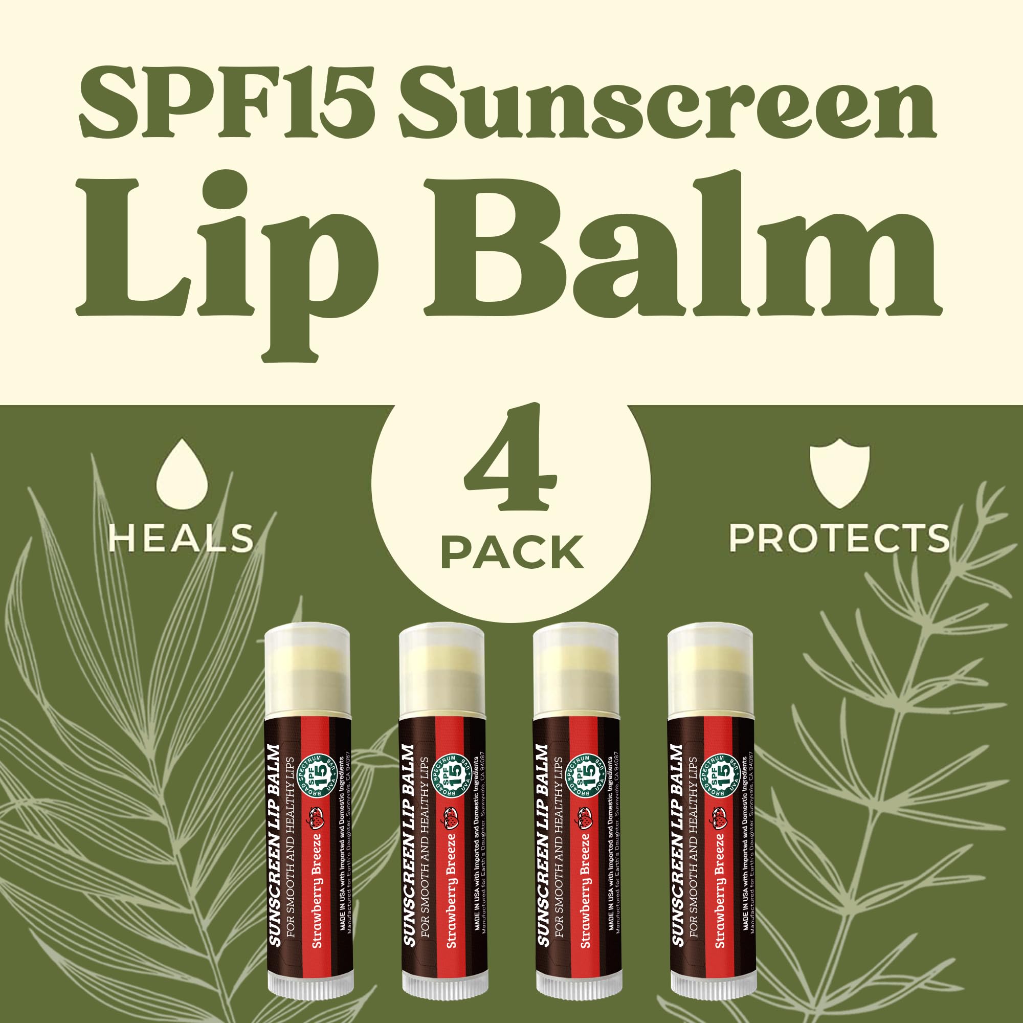 Earth's Daughter SPF Lip Balm Strawberry texture swatch emphasizes smooth hydration and strawberry flavor.