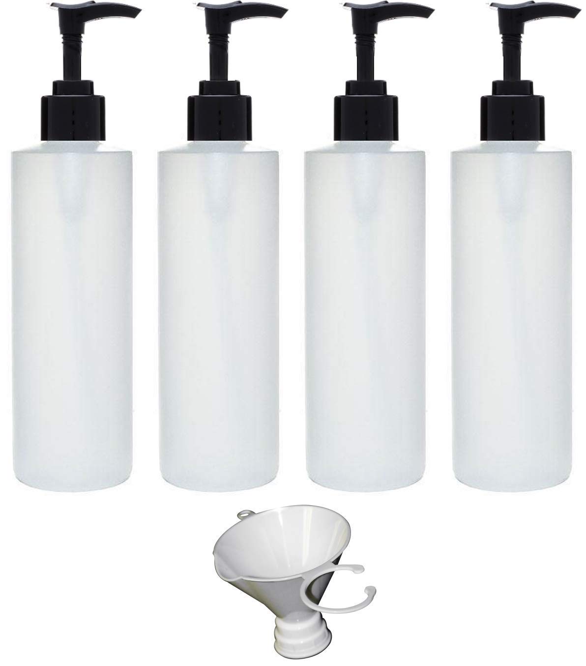 Earth's Essentials four-pack 8oz pump bottles ready for DIY lotions.
