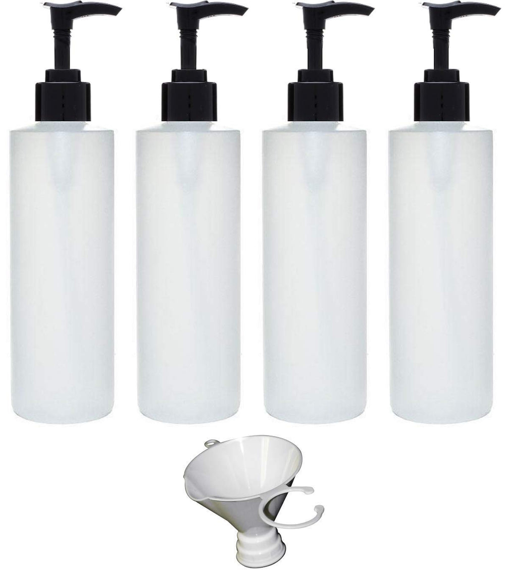 Earth's Essentials four-pack 8oz pump bottles ready for DIY lotions.
