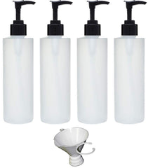 Earth's Essentials four-pack 8oz pump bottles ready for DIY lotions.