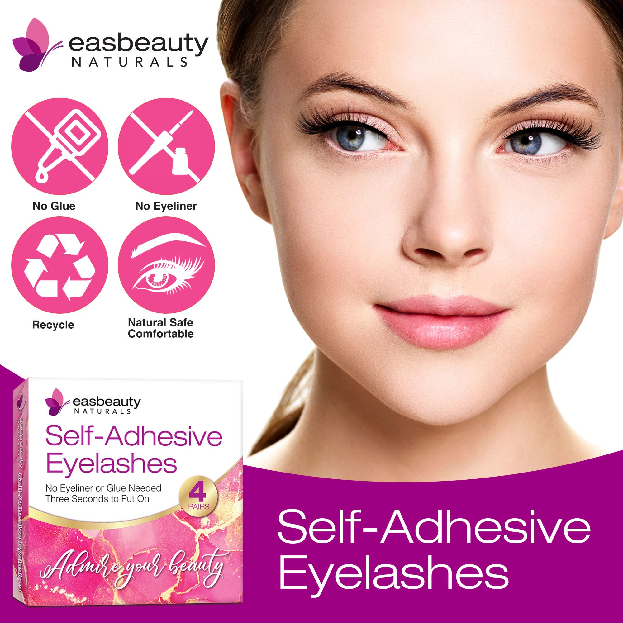 Beginner-friendly EasBeautyNaturals lashes trimmed to fit eye shape