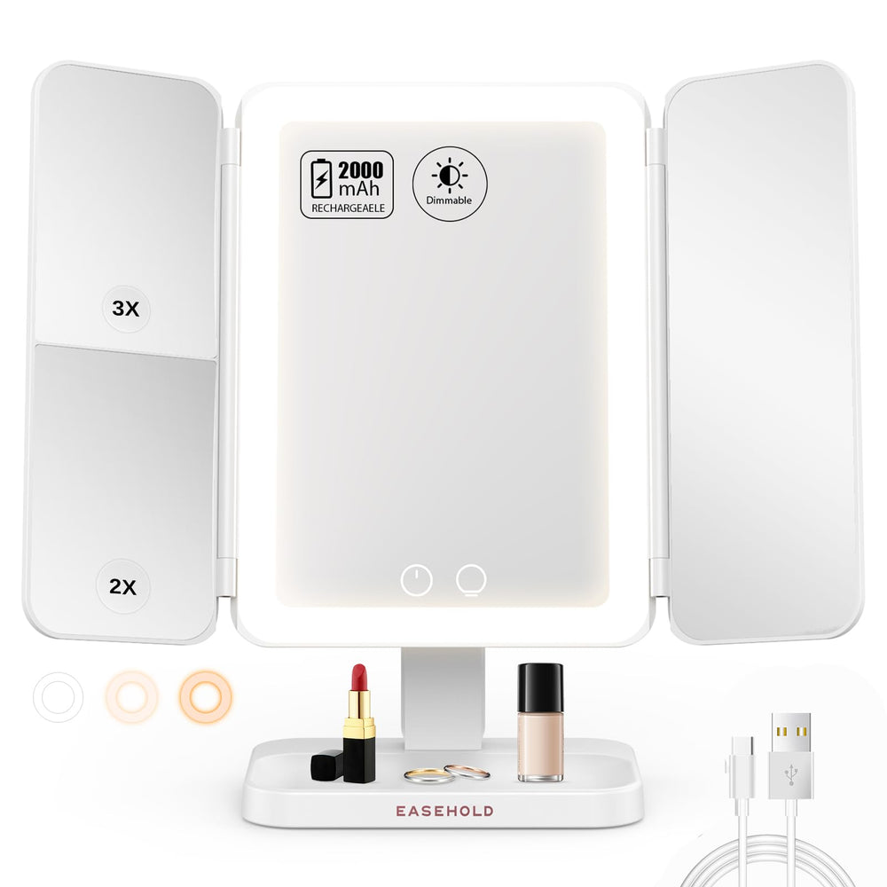 EASEHOLD lighted makeup mirror with 3x magnification for precise makeup application