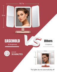 EASEHOLD vanity mirror with 3-color lighting options for true-to-tone results