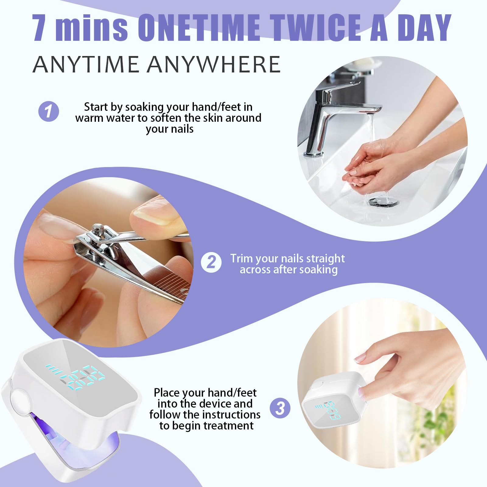 Easheal nail maintenance guidance shows proper trimming and sanitation steps