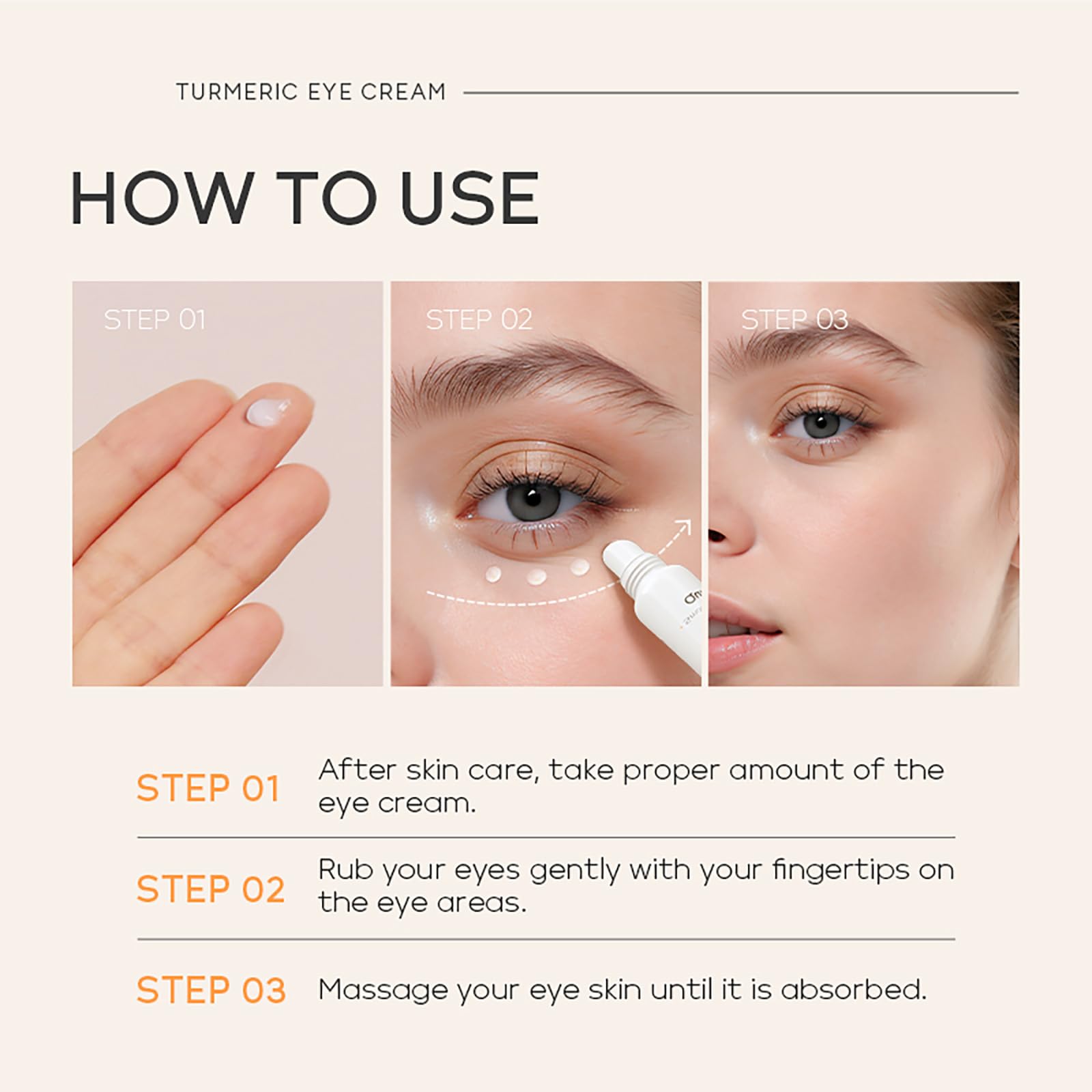 Easilydays Turmeric Under Eye Cream packaging with ingredients list for informed use.