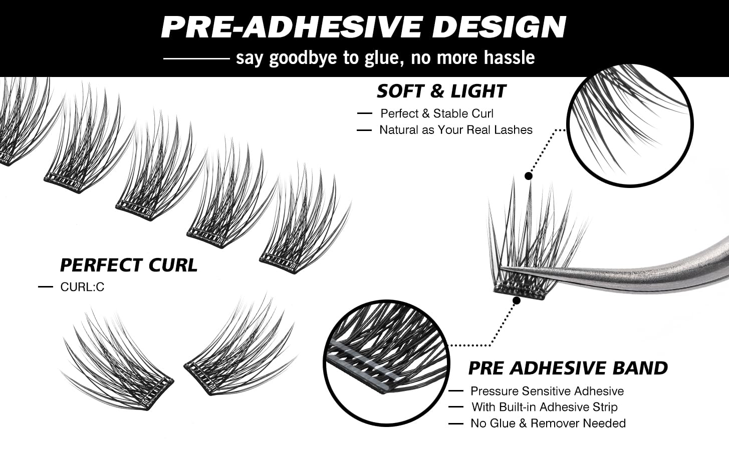 EASITENSION premium Korean materials deliver soft, natural-looking lashes.
