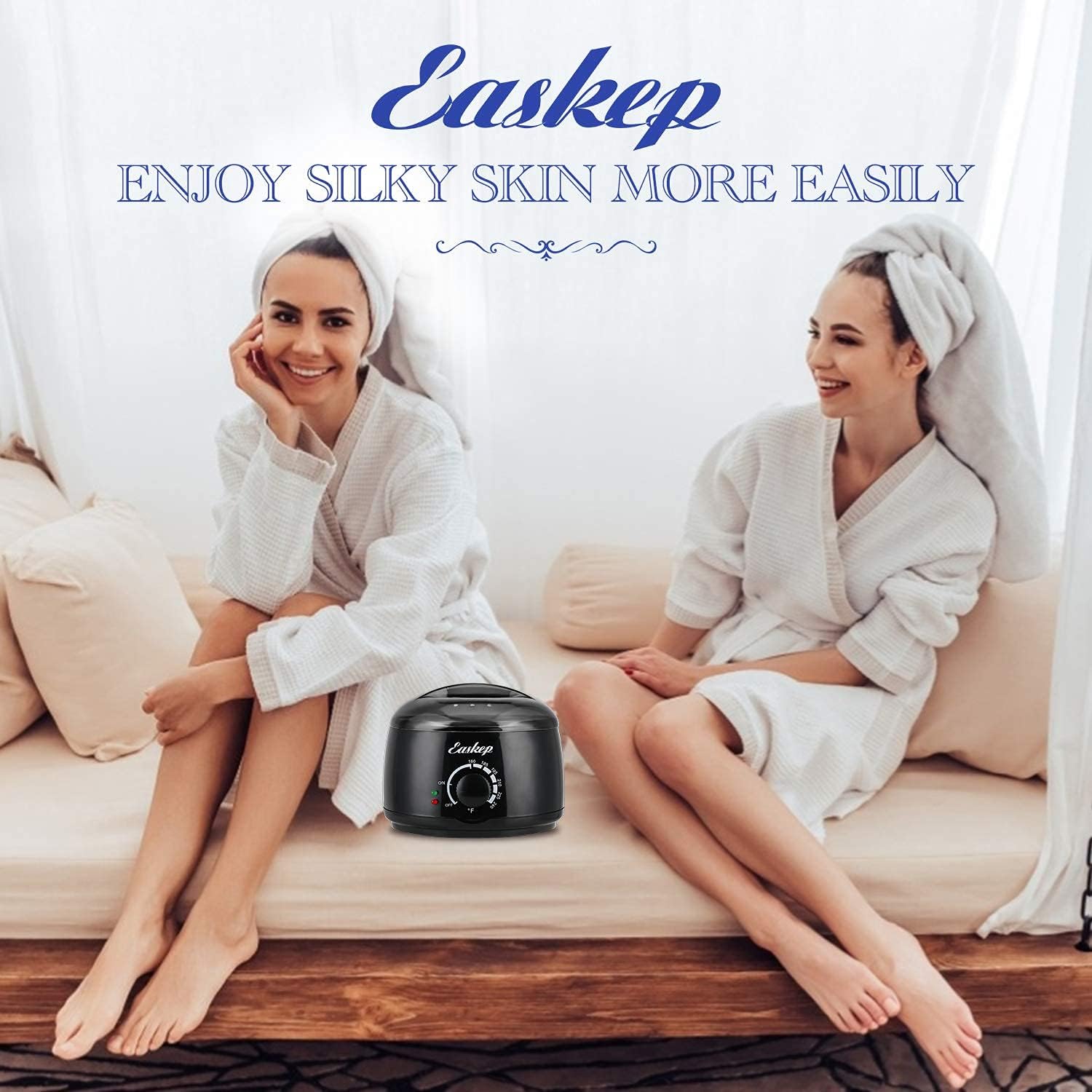Easkep melted wax close-up ready for quick at-home hair removal.