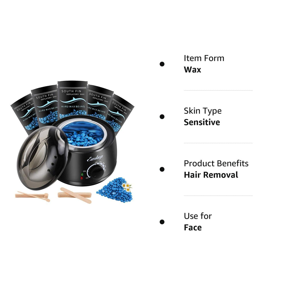 Easkep wax kit in use for legs and bikini waxing at home.