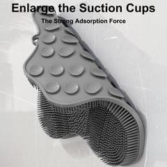 Easkite shower foot scrubber mounted on wall to reach back easily.