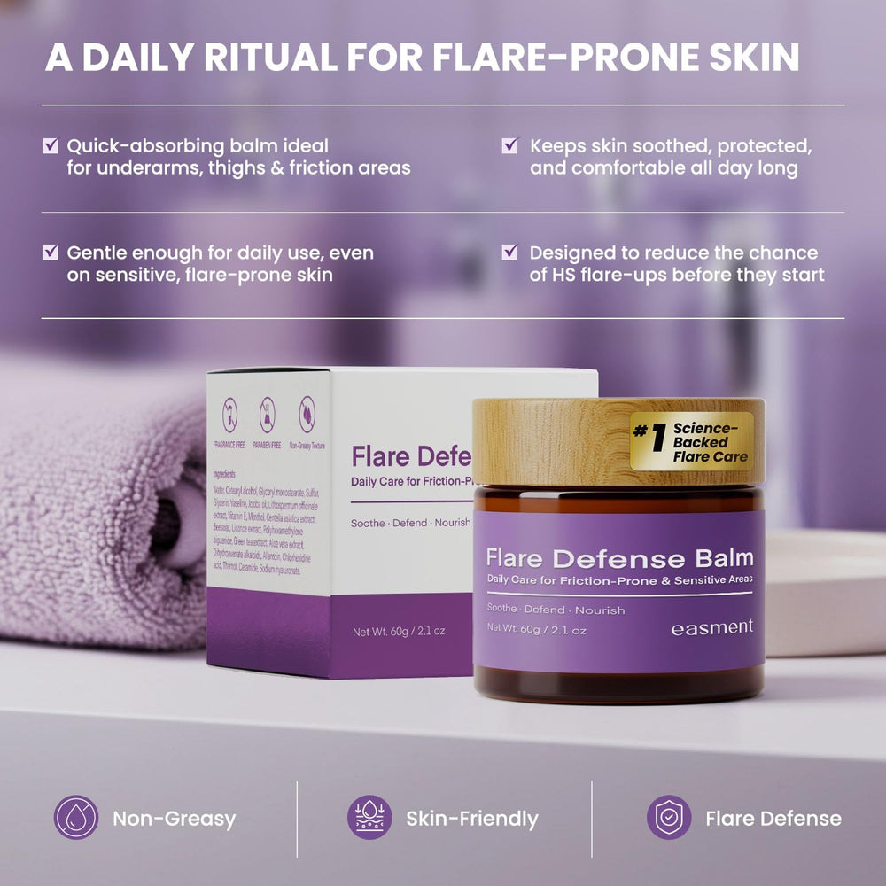 Easment 2oz balm jar emphasizes premium flare defense for on-the-go use.
