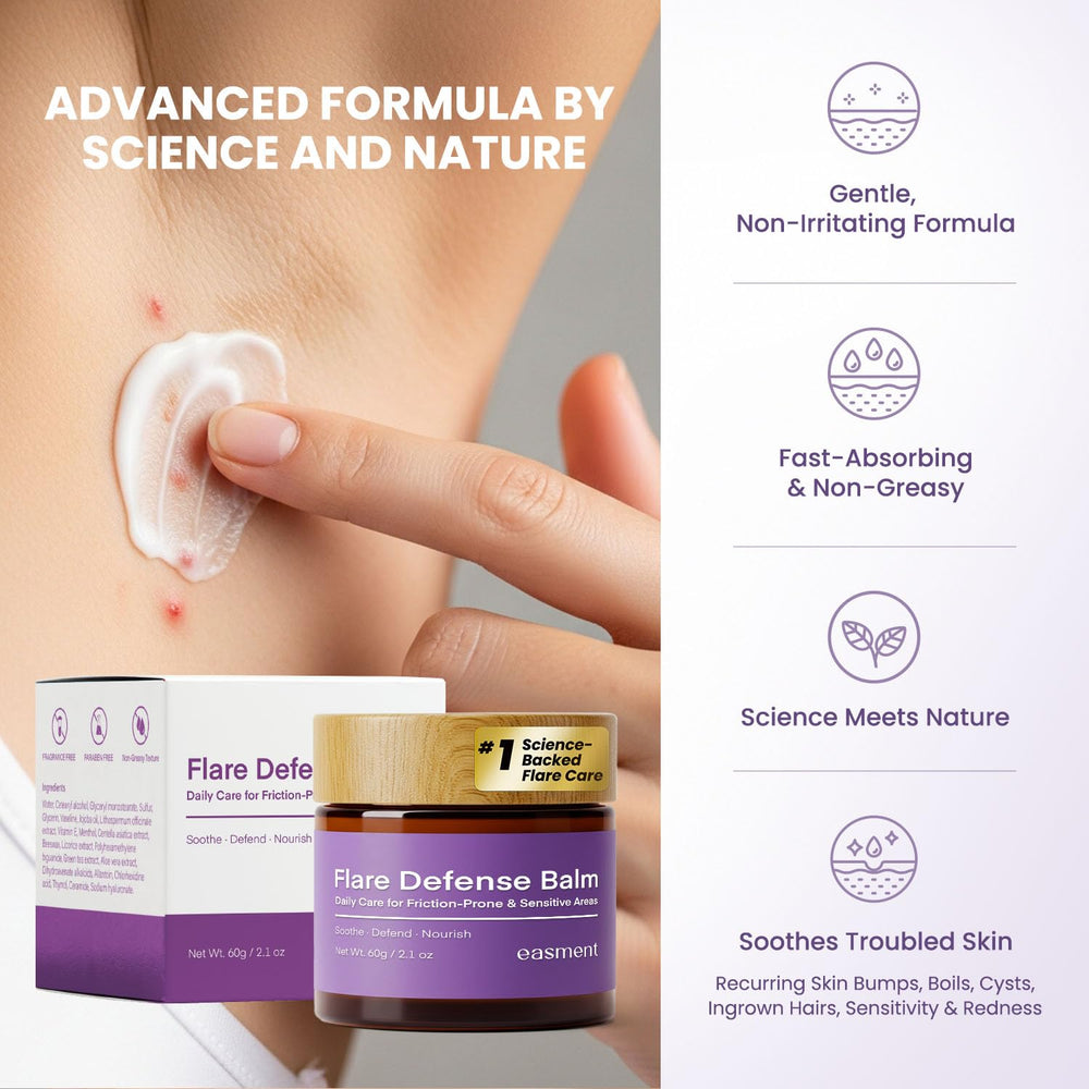 Easment daily-care-routine image conveys easy, non-messy application for flare-prone skin.