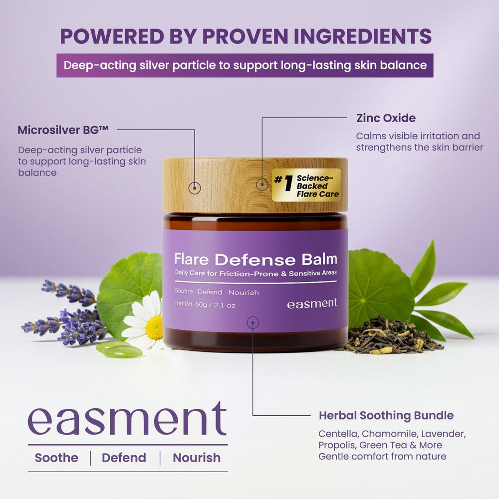 Easment zinc-oxide-microsilver-bg formula emphasizes balanced, clean skin environment.