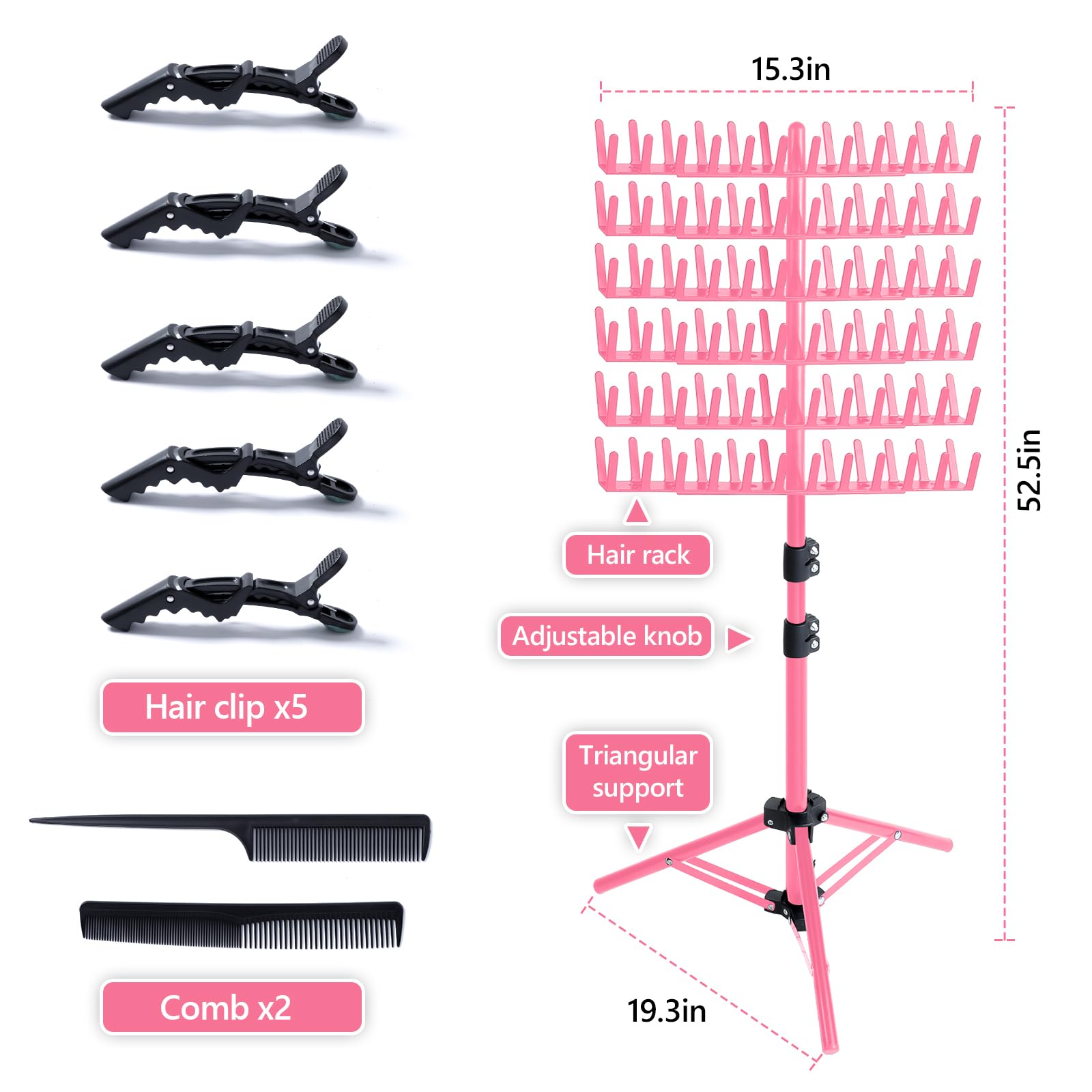 Eastdone braiding hair rack side view shows sturdy two-sided design and easy portability.