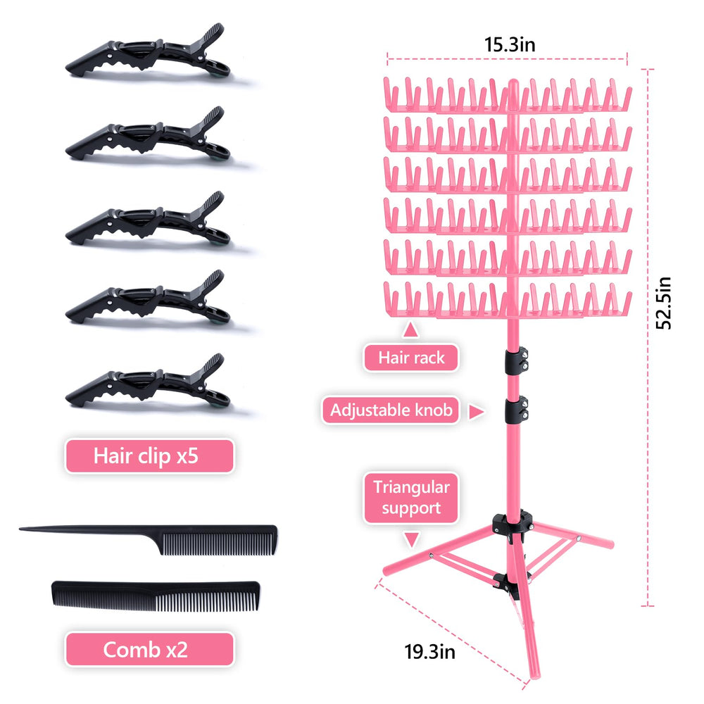 Eastdone braiding hair rack side view shows sturdy two-sided design and easy portability.