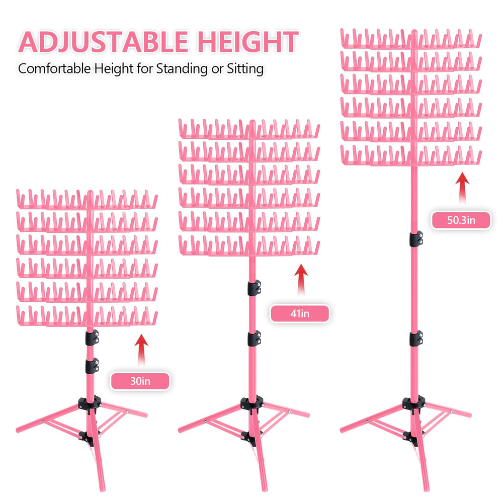 Eastdone hair extension hanger with foldable base for compact transport between clients.