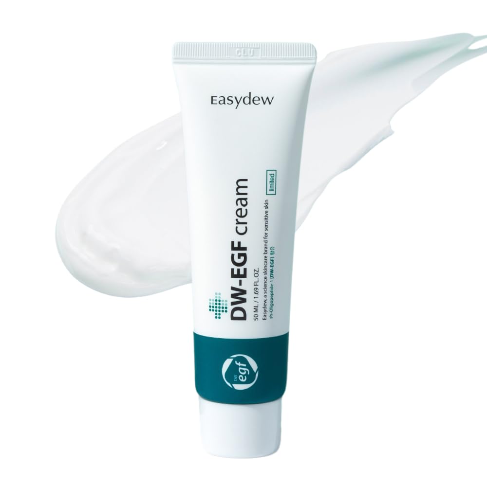 EASYDEW DW-EGF Cream jar close-up shows rich texture for daily hydration.