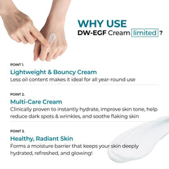 EASYDEW DW-EGF Cream neck application shows smoothing and even tone.