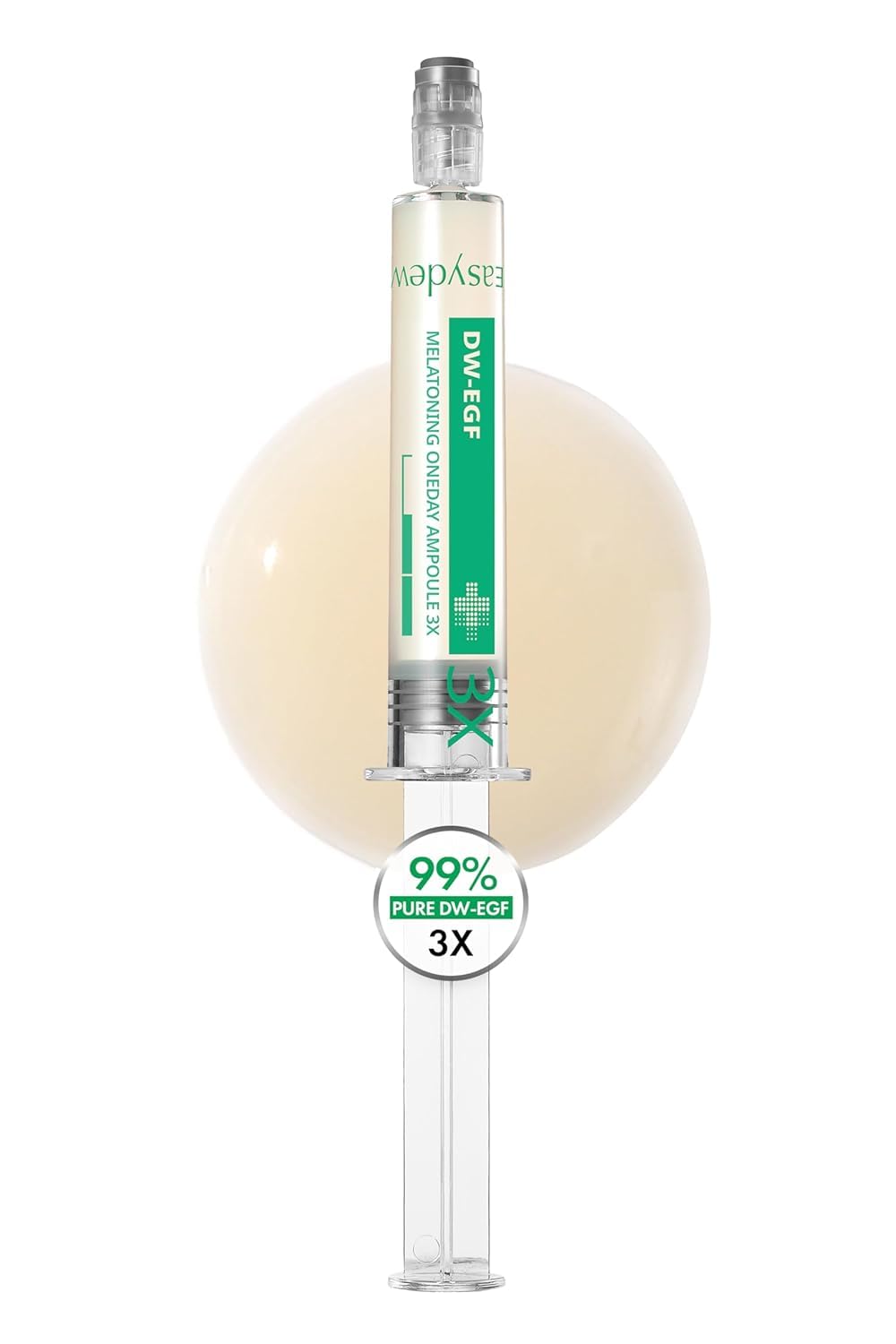 Easydew DW-EGF Melatoning Ampoule bottle closeup highlighting hydrating serum texture