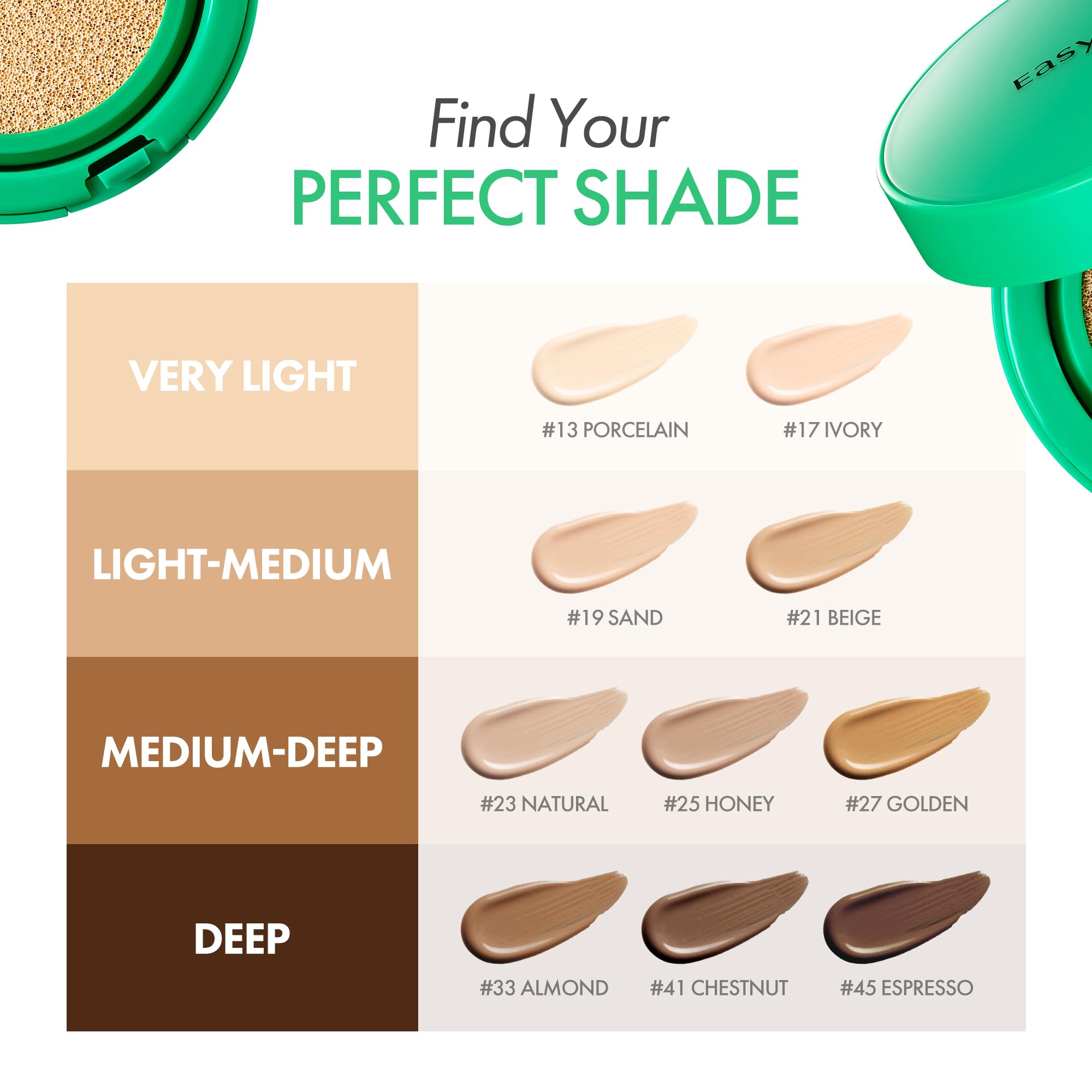 EASYDEW Mela B shade 23 Natural swatch shows natural warmth and blendability.